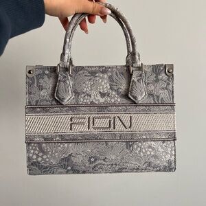 FION MOONLIGHT JACQUARD LEATHER TOTE